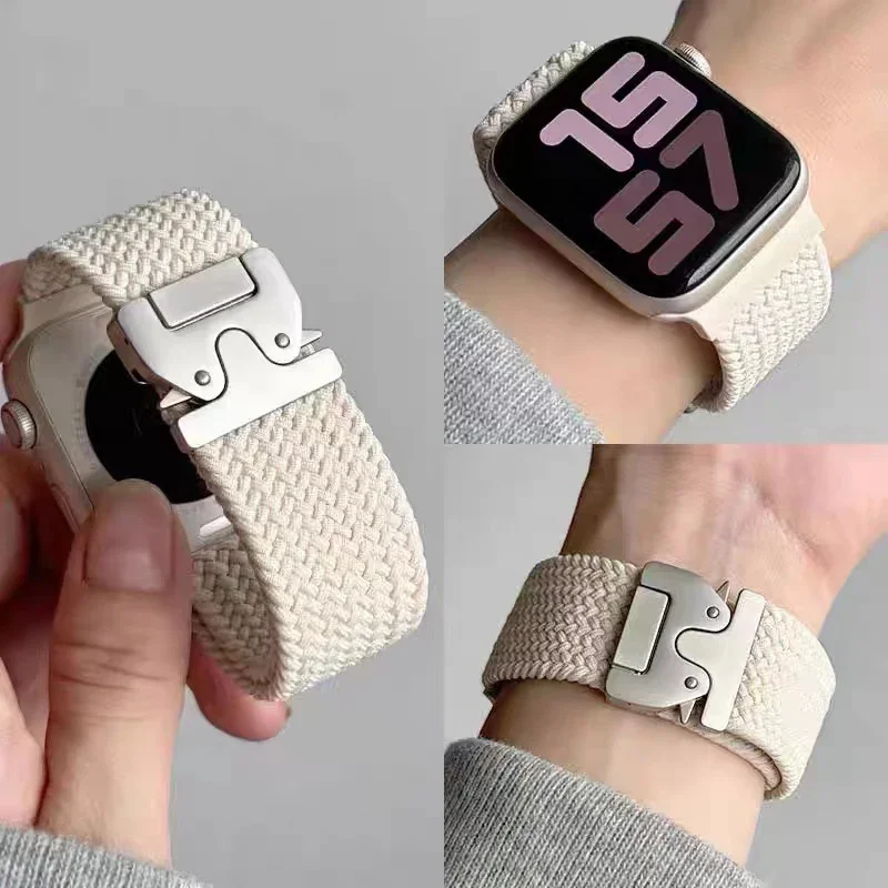 Parachute Buckle Braided Nylon Band For Apple Watch Series 11 10 9 8 7 6 5 SE Ultra Fits 49-38mm Lightweight Unisex
