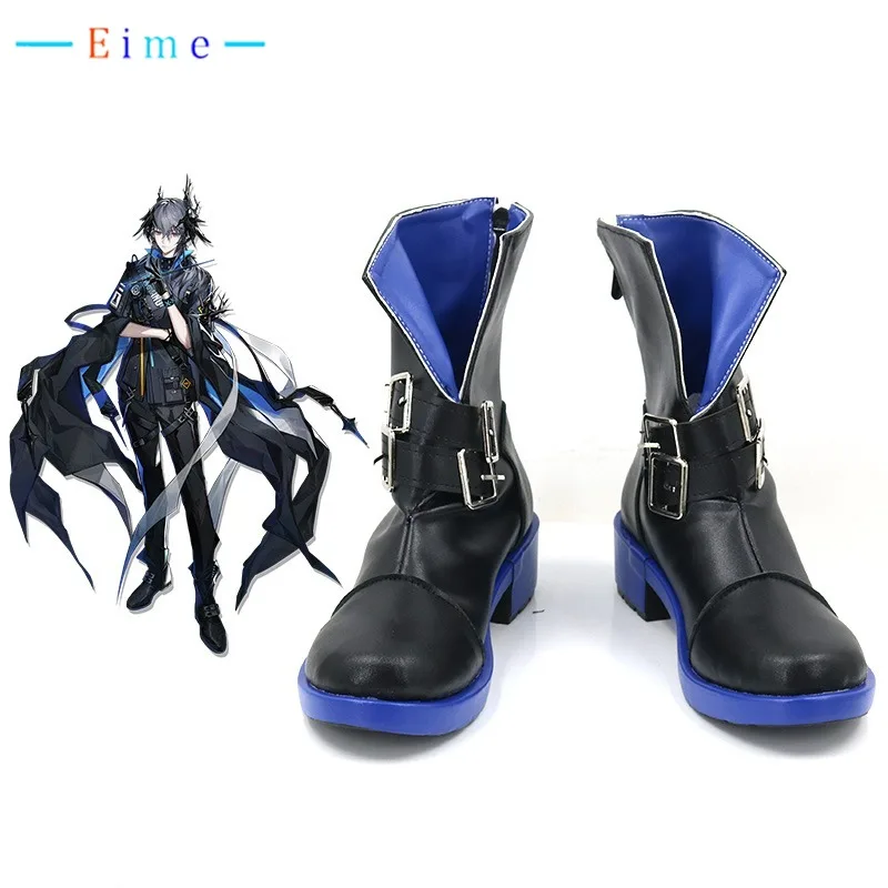 

Обувь для косплея с логотипом Arknights, черная обувь из искусственной кожи, аксессуары, карнавальные ботинки на Хэллоуин, индивидуальный заказ