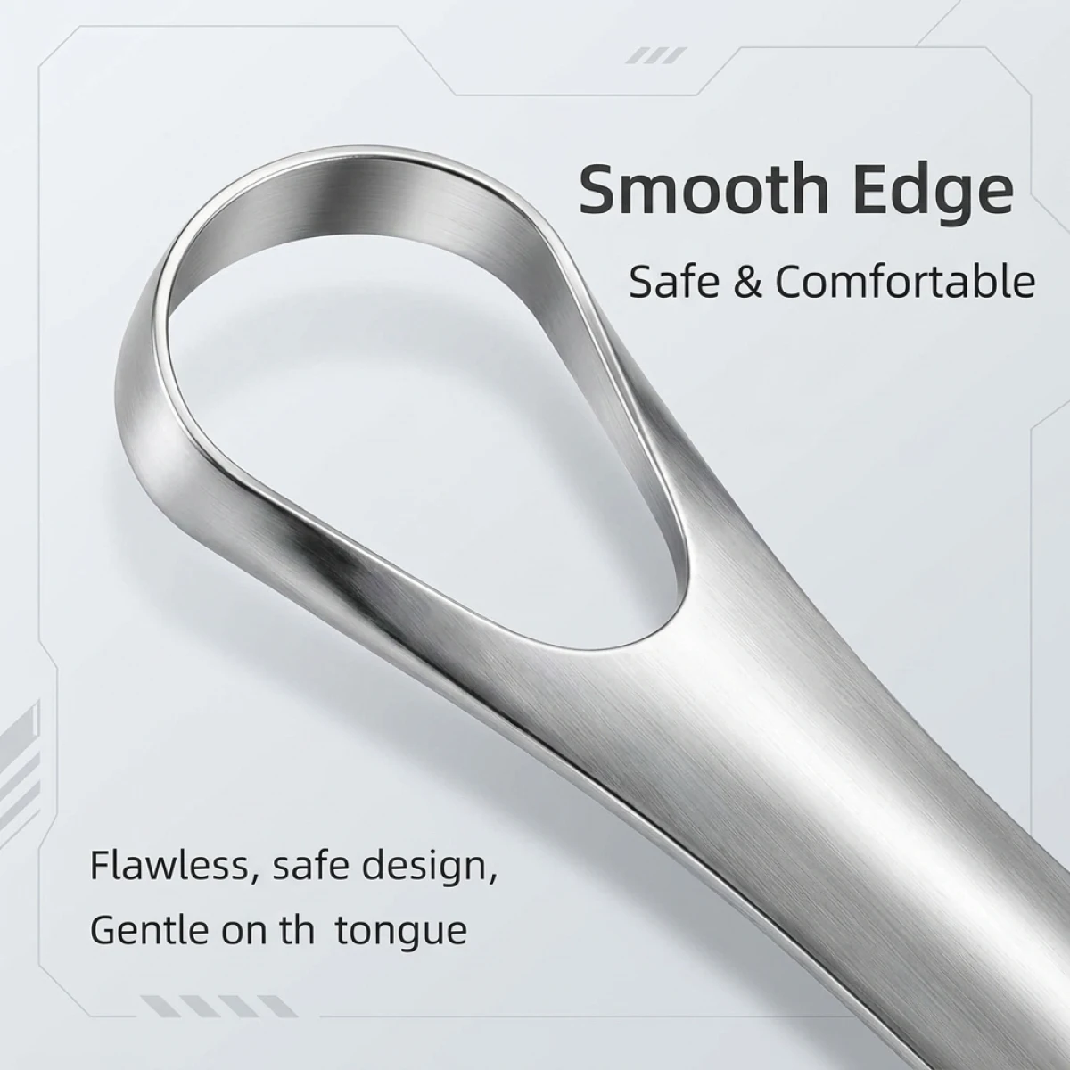 Stainless Steel Tongue Scraper–430J2,Smooth Edge Safe & Gentle, Deep Cleaning Remove Coating,Fresh Breath Treatment