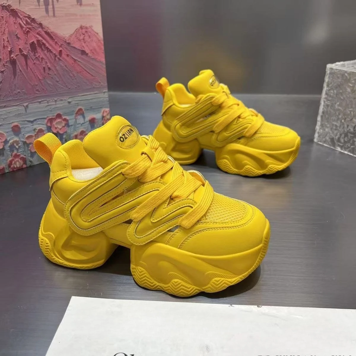 

Women's Summer 2025 New Thick Sole Breathable Mesh Color Block Dad Shoes Sport Casual Fashion