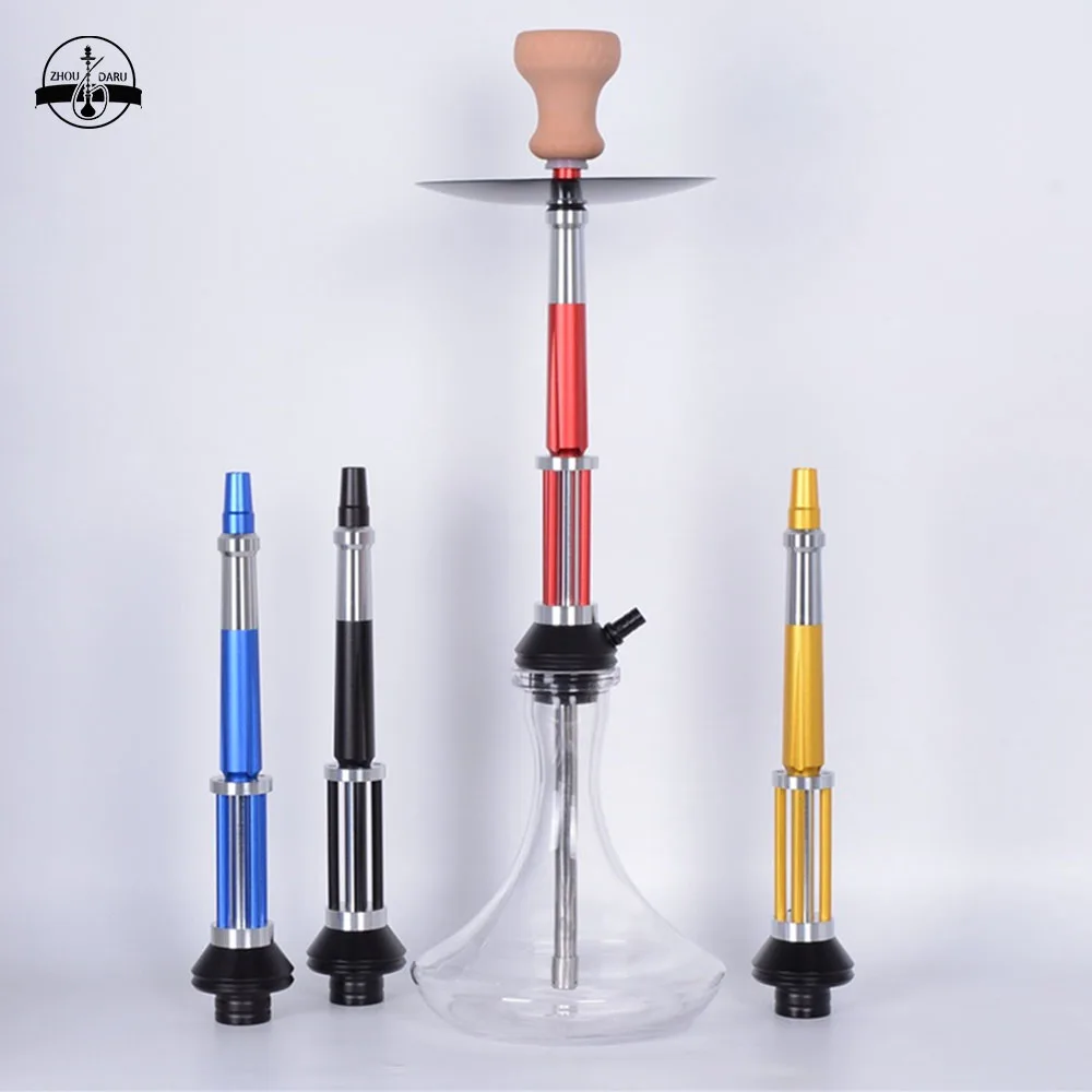 

Hookah Large Aluminum Alloy Russian Shisha Pipe Glass Pot Single Silicone Tube Smoke Pipes Hookah For Smoking Narguile Complete