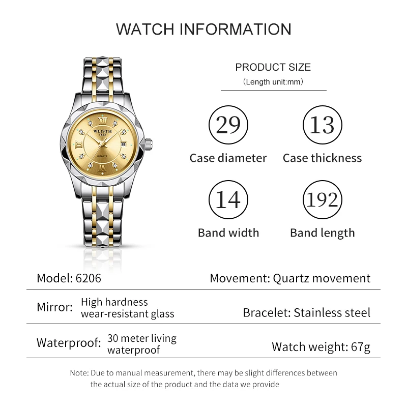 Relojes elegantes de lujo para mujer, reloj de pulsera pequeño de cuarzo, luminoso, resistente al agua, con fecha, reloj de pulsera de acero inoxidable para mujer