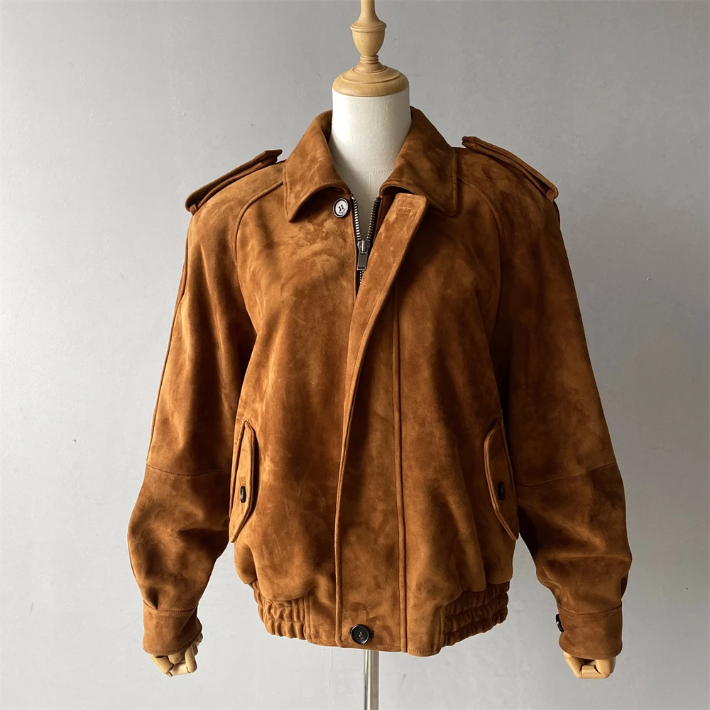 Jaxmonoy Damen-Jacke aus echtem Schaffell, Damenmode, echtes Wildleder, Ledermäntel, Winter, volle Ärmel, Oberbekleidung, 2025, Neuankömmling