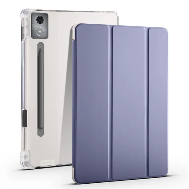 

For Lenovo Idea Tab Pro 12.7inch/Xiaoxin Pad Pro 12.7 2025 Case tb373fu Trifold Stand Transparent Back Cover with Pencil Holder