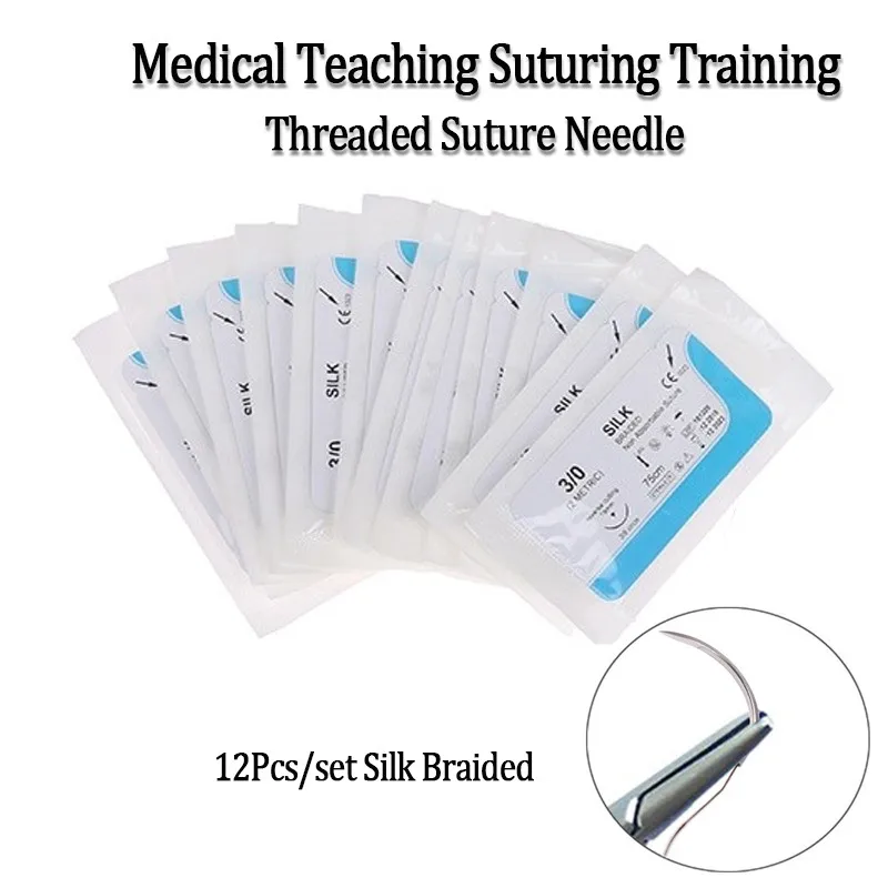 12Pcs Dental Suture Polypropylene Silk Nylon Teaching Demonstrations Exercises Use