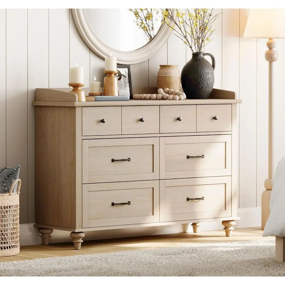 

Beige Drer or Bedroom with 6 Ders, armhouse Kids Drers with Wide Chest o Ders, Light Wood Closet Storage Organizer, Baby Drer or