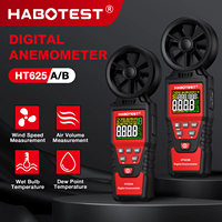 HABOTEST HT625 Anemometer Portable Wind Speed Meter Air Velocity Gauge Windmeter Digital Handheld Anemometer LCD Display