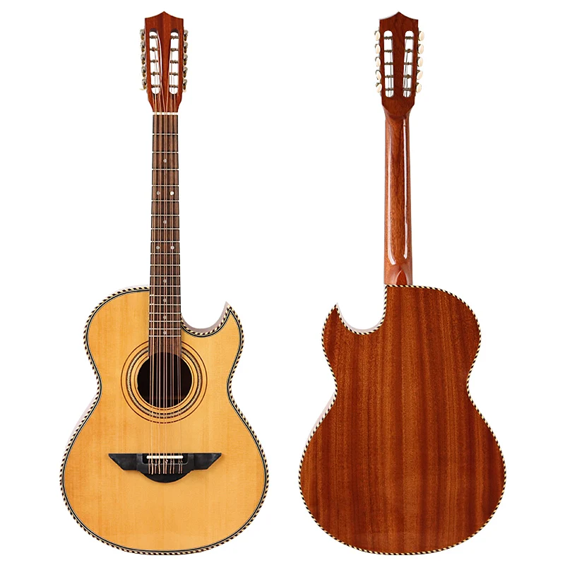 10 String Electric Acoustic Guitar High gloss Folk Guitar Sharp Angle Design Natural Color With Classic Head