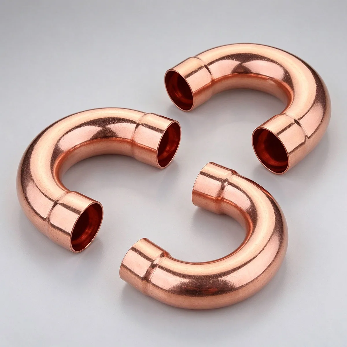 180° Red Copper U-Type Weld Elbow, Socket Expanded Thick Copper Pipe Connector for Industrial & Chemical Engineering