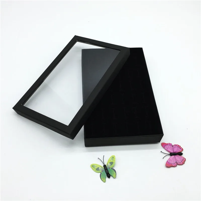 36 فتحة خواتم صندوق عرض حامل أقراط معدنية صندوق تخزين صندوق تخزين مع غطاء شفاف خزانة عرض المجوهرات