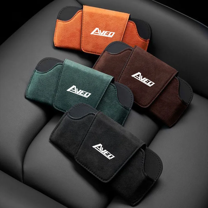 Car Sun Visor Storage Box Storage Bag Glasses Suede Sunglasses Case Holder for Chevrolet Aveo T200 T250 T300 2021 2019 2018 2017