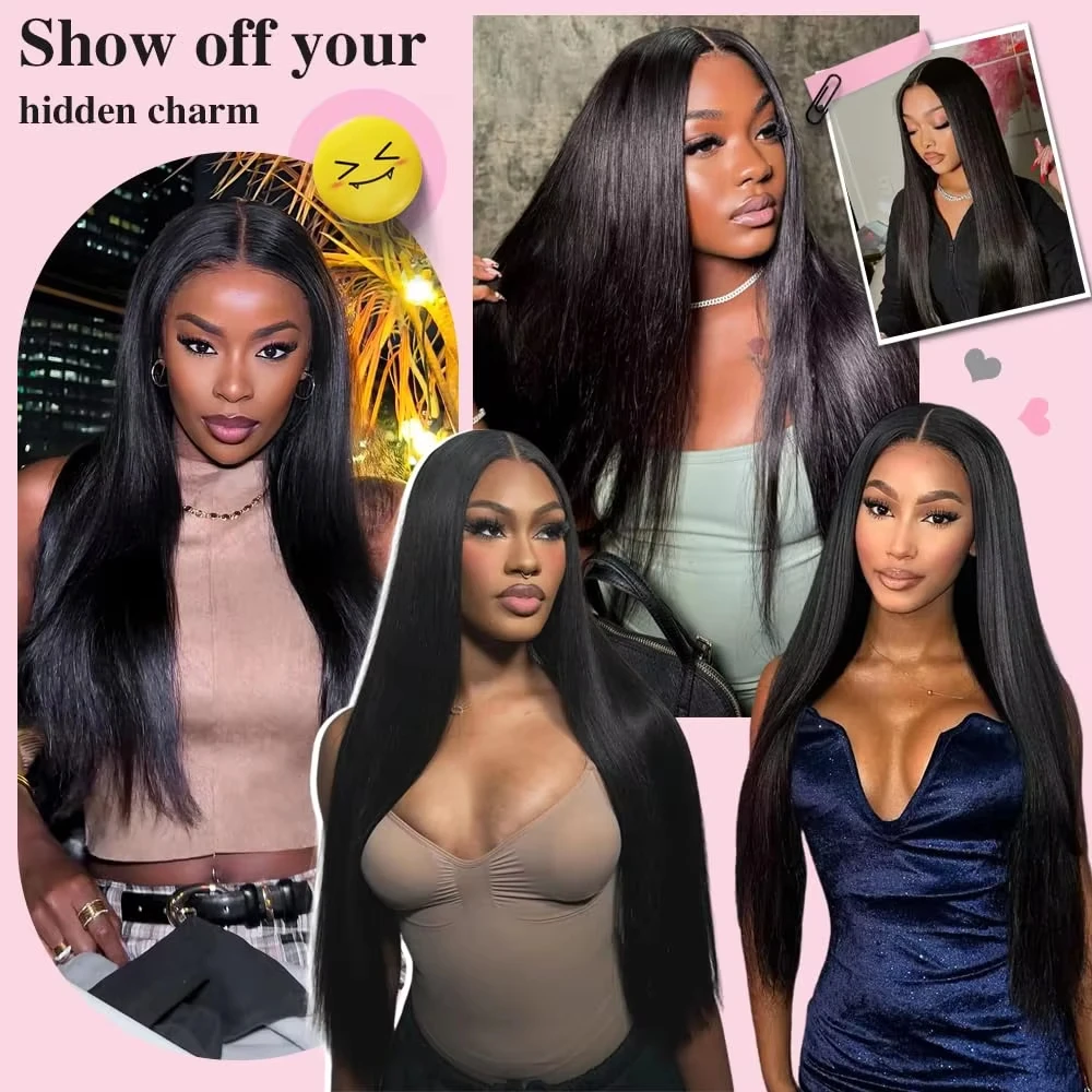 40 Inch 13x6  Lace Frontal Transparent Bone Straight Human Hair Wigs 13x4 Lace Front Human Hair Wigs Pre Plucked Brazilian Straight Human Hair Wig 5x5 HD Glueless For Women image 8