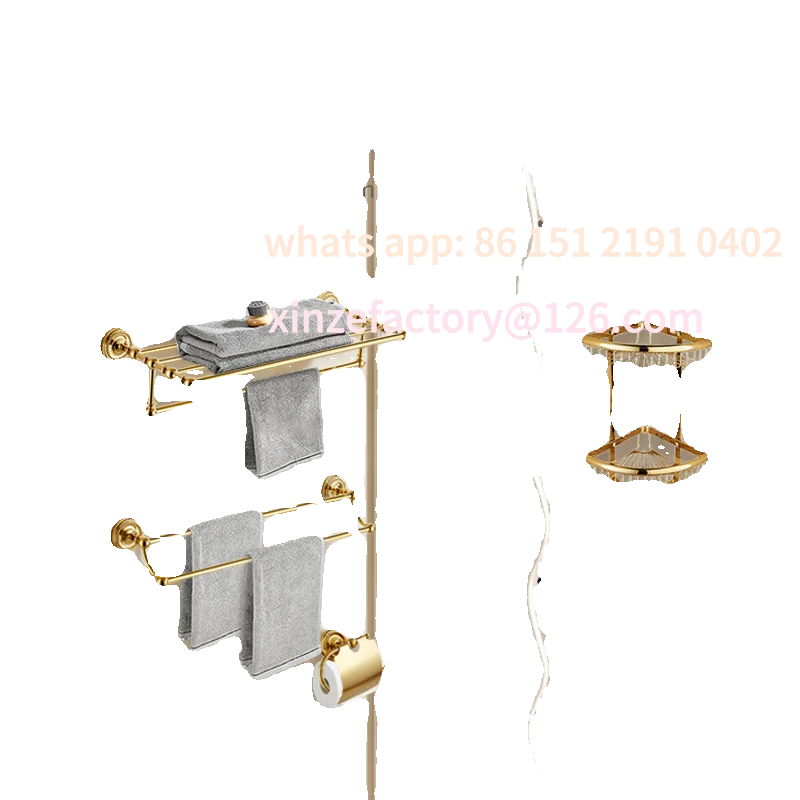 Customizable winter Gold Twist French Toilet Pendant Set Vintage Bathroom Towel Rack