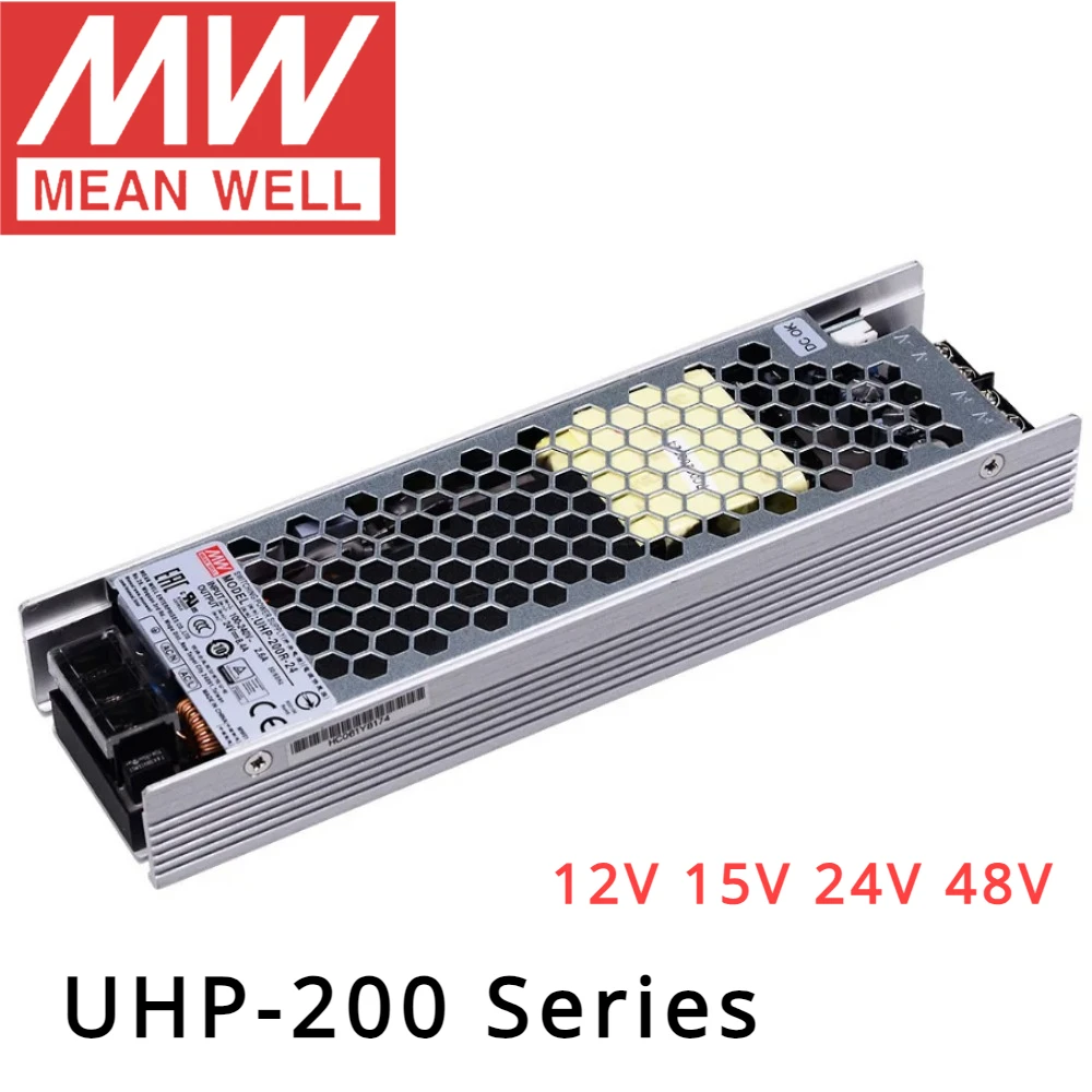 MEAN WELL UHP-200-12 UHP-200-15 UHP-200-24 UHP-200-48 MEANWELL 200W Slim Type with PFC Switching Power Supply