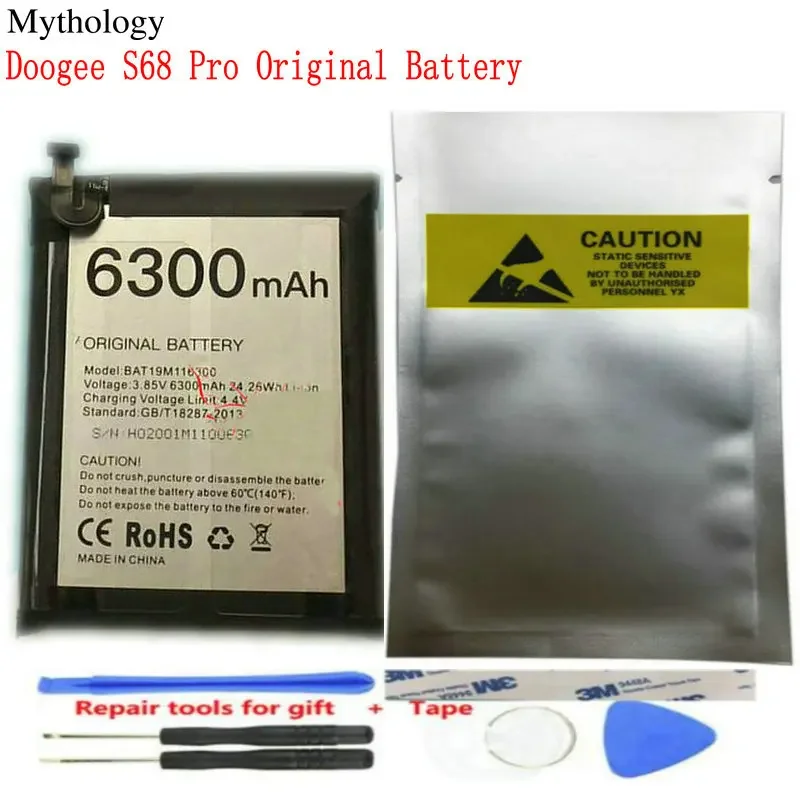 

Battery for Doogee S68 Pro 6300mAh Li-Ion Rechargeable Original Batteries Mobile Phone Accessories