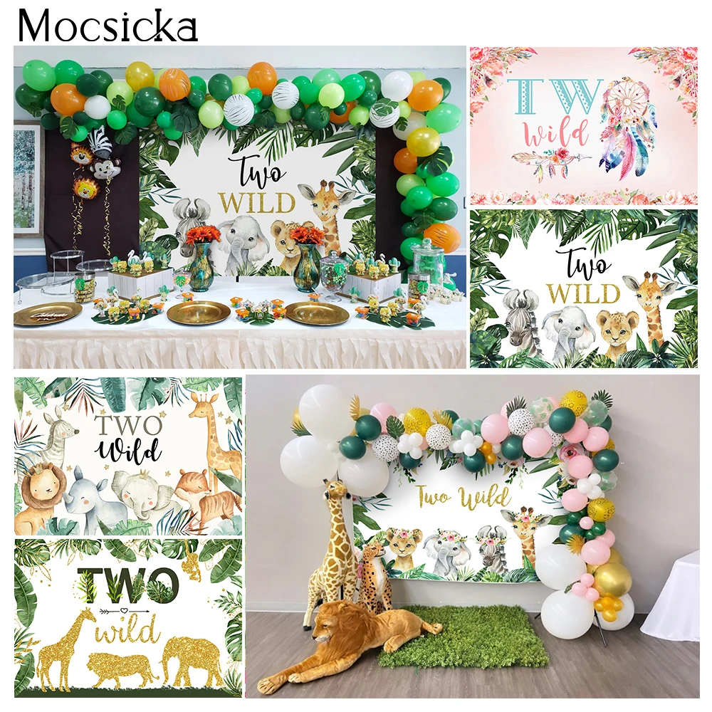 

Animal Themed Birthday Party Photography Backdrop Tropical Jungle Baby Shower Decoration Banner Backdrop For Photography Studio