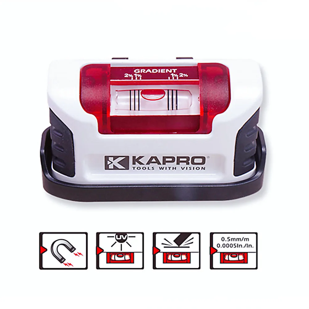 Kapro 10cm riemclip magnetisch gegoten aluminium bellenniveau rood zicht hoge precisie constructie waterpas nivelleringstool