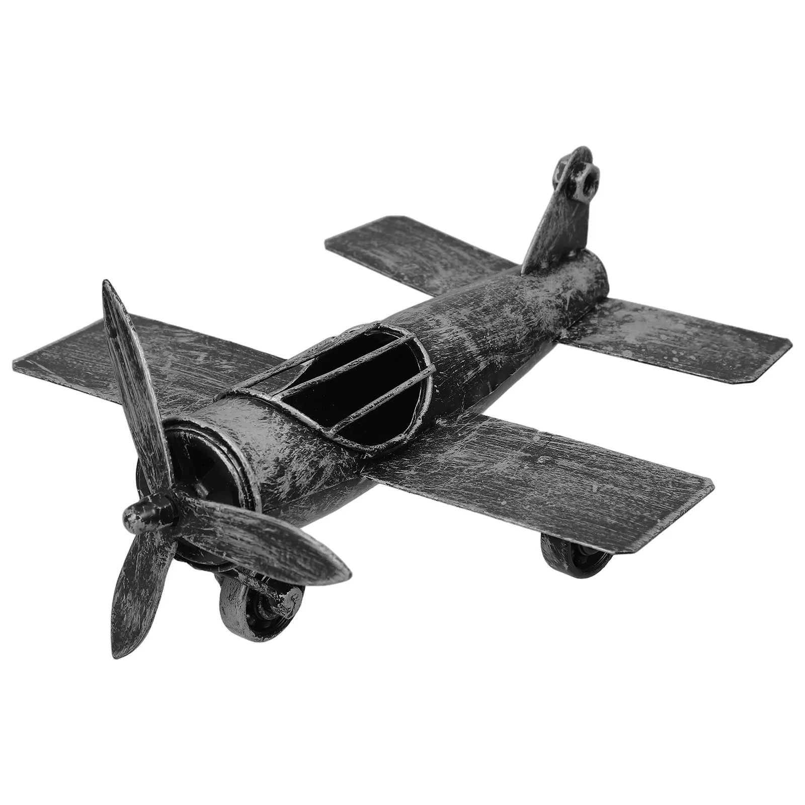 Iron Vintage Warplane Airplane Home Office Decor Retro Aircraft Display Detailed Metal Plane Ornament Wooden Airplane Model