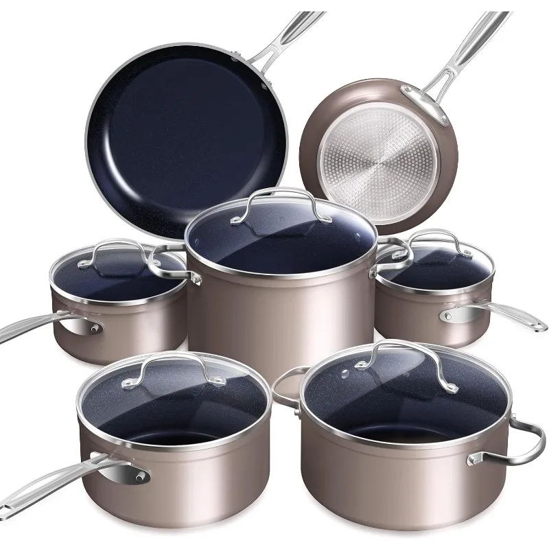 

Nuwave Healthy Duralon Ceramic Nonstick Cookware Set, Diamond Infused Scratch-Resistant, PFAS Free, Dishwasher & Oven Safe