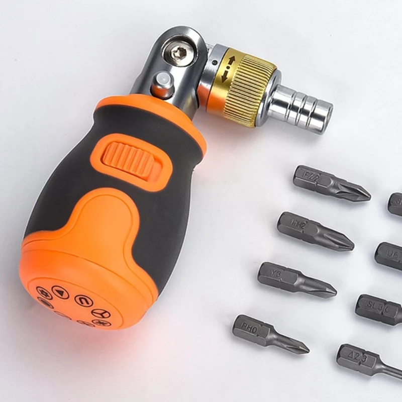 8 in 1 Adjustable Precision Ratchet Screwdriver for Cross Hexagon Multi-Function Household Repair Hand Wrench Tools