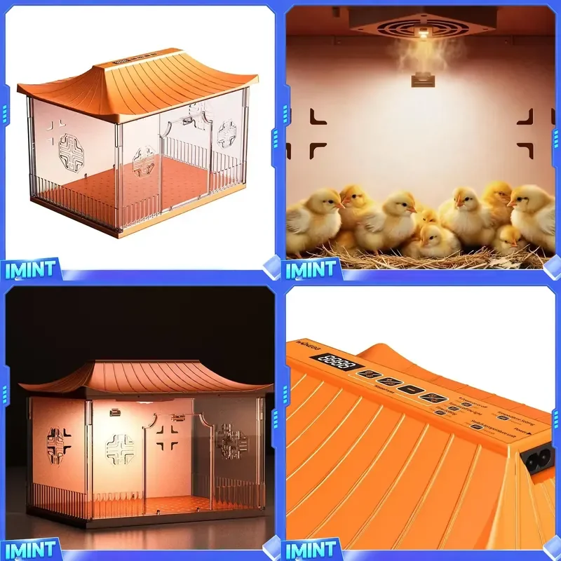Ancient Eave Style Brooder Box, Acrylic Transparent Constant Temperature Chick Cage, Breeding Equipment for Chicken