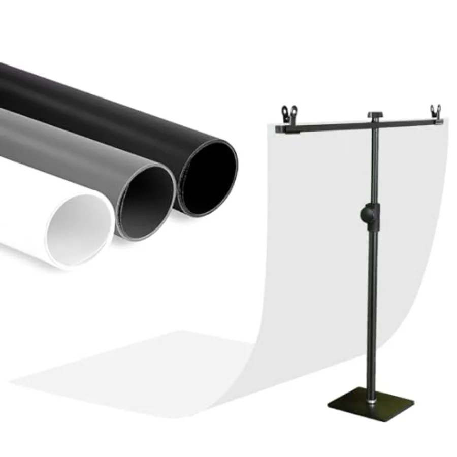 

Photo Backdrop for Product Photography: Small PVC Background kit for Products Food Photos Tabletop Photoshoot. White Grey Black