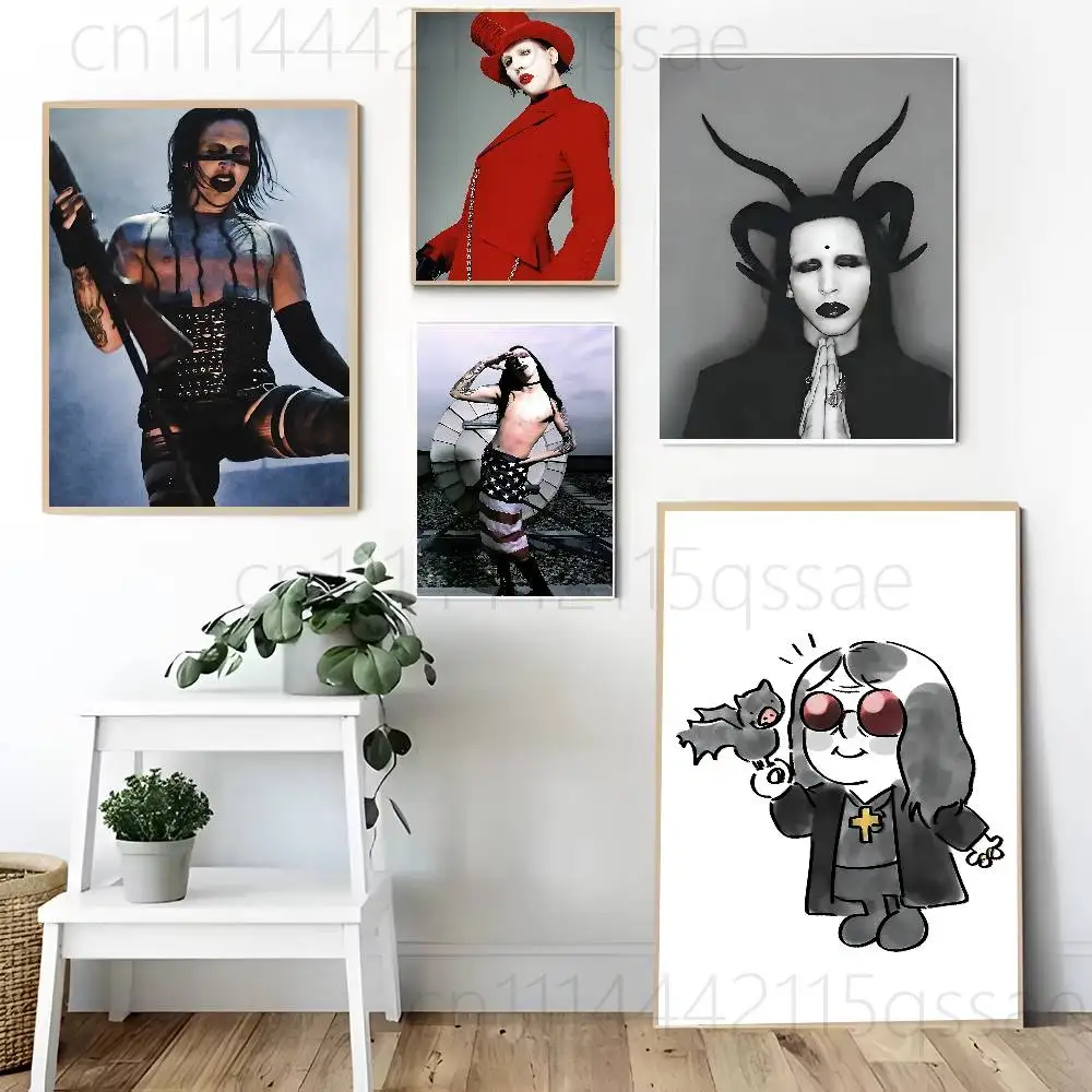 M-Marilyn Front Toward Enemy M-Manson Poster Prints For Bedroom Living Room Canvas Painting Wall Art Home Decor