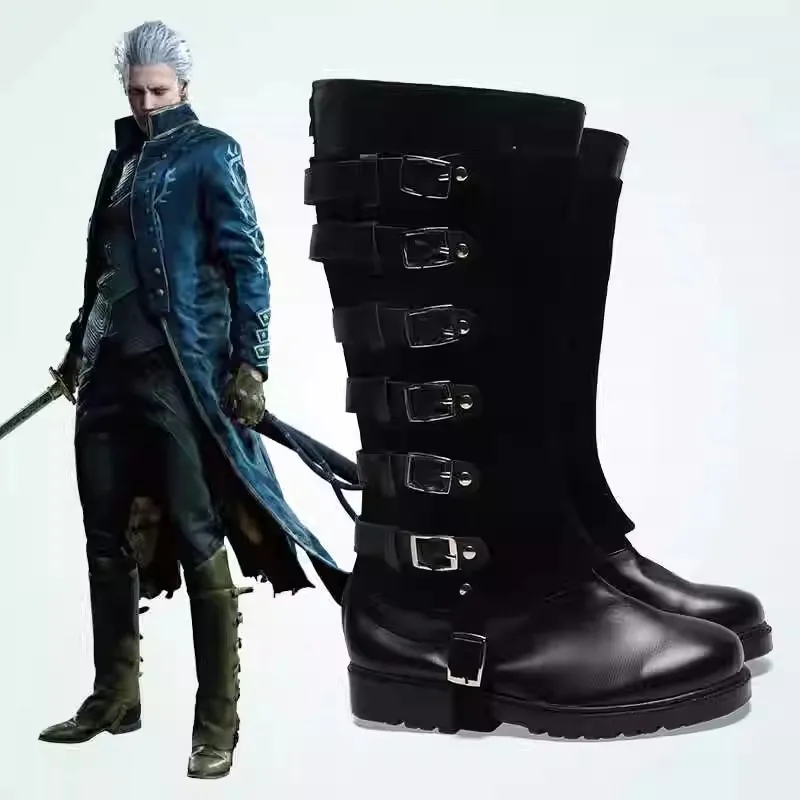 

Cry DMC 5 Nelo Angelo Dark Slayer Обувь для косплея Костюмированная обувь Сапоги из искусственной кожи ручной работы