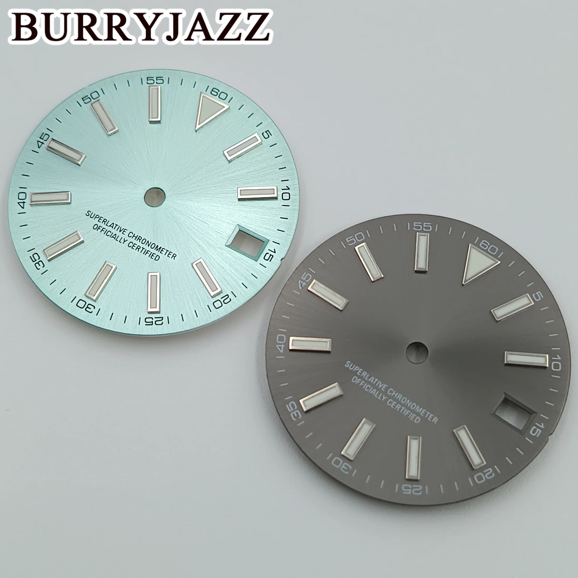 29mm Sunburst Sterile Diver Dial Triangle Index C3 Green Luminous For NH35 NH36 4R35 4R36 7S Watch Modification Parts