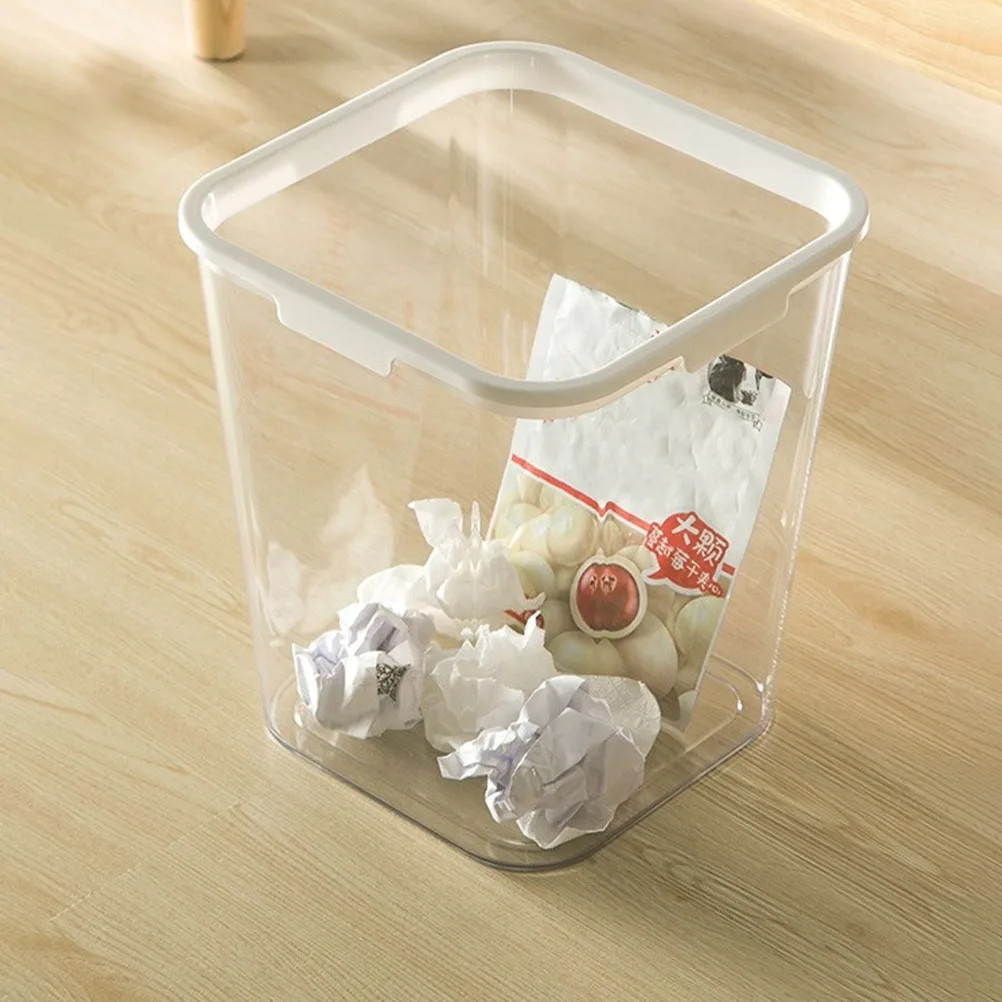 

Transparent Square Trash Can Large Capacity Household Waste Container Plastic Practical Daily Use Pet Storage Bin