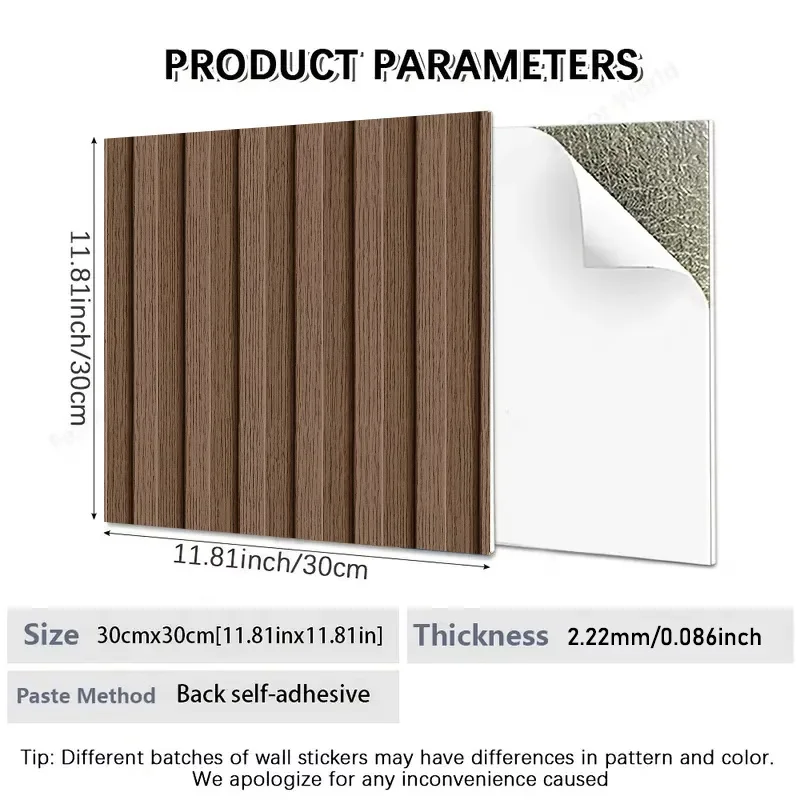 10pcs 2D imitation wood grain striped wall stickers, retro wood texture grid self-adhesive wallpaper, very suitable for home wal