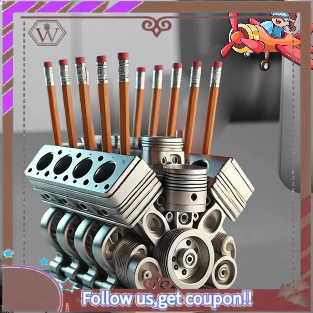 

Latest Pen Holder With V-8 Engine V-8 Engine Pen Holder Vx 6 Engine Pencil Hold For Men Boy Office Accessories A
