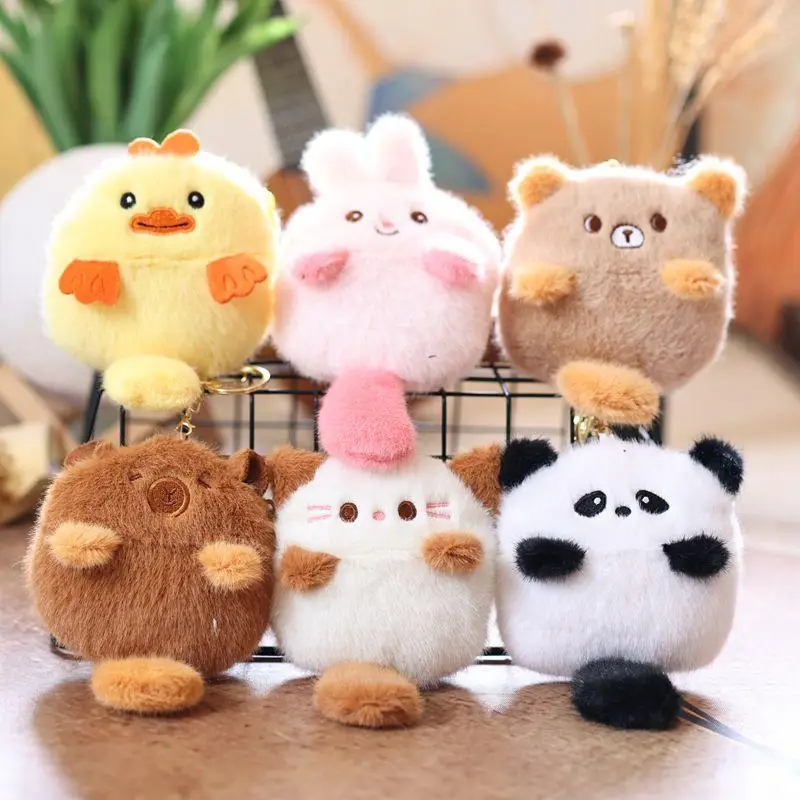 Monedero de felpa con dibujos de animales, billetera encantadora de Capibara, Panda, gato, conejo, monedero para cambiar dinero, bolsa de almacenamiento para auriculares, llavero