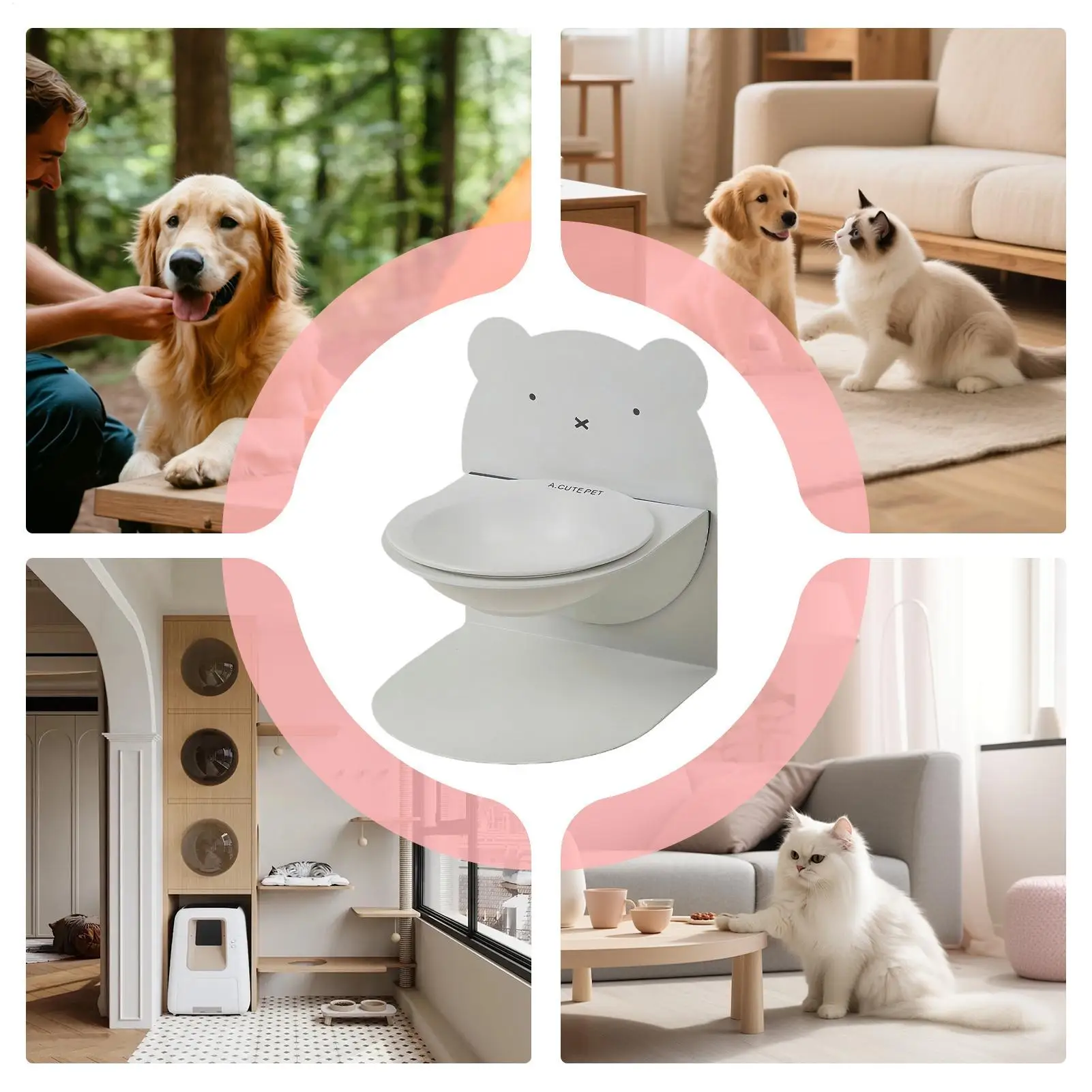 وعاء قطط جاف وطب وعاء طعام وعاء قطط الحيوانات طبق سيراميك الارتفاع قابل للتعديل وجبة حامل للداخلية في الهواء الطلق جرو هريرة صحية