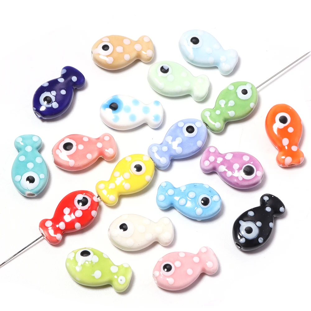 6pcs 11x19mm Fish-shaped Beads Ceramic Spacer Loose Porcelain Bead For Jewelry Making Findings DIY Bracelet Necklace Accessories image 2