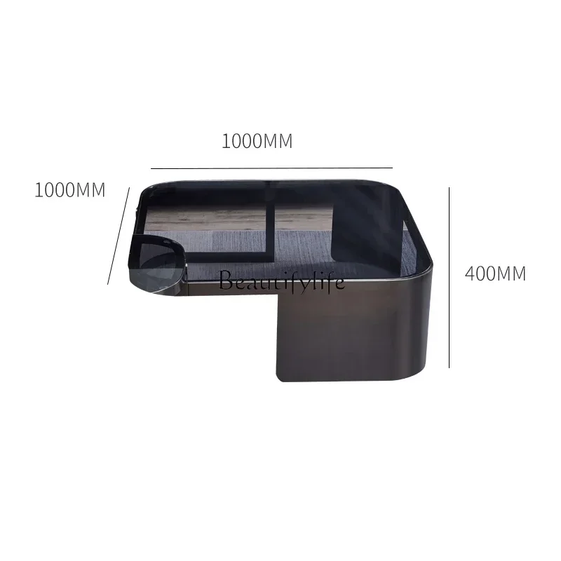13Light luxury living room tempered glass coffee table square combination high-end designer coffee table