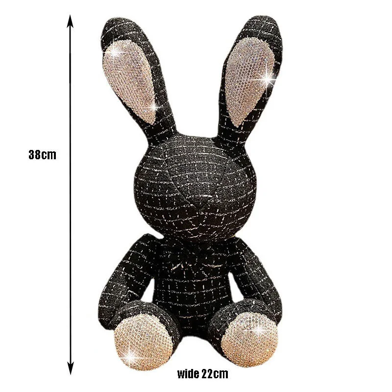 Luxury 38cm Cute Bunny Diy Diamond Inlaid Rabbit Plush Toysornament Creative Gifts Accompany Toys For Furniture Decoration