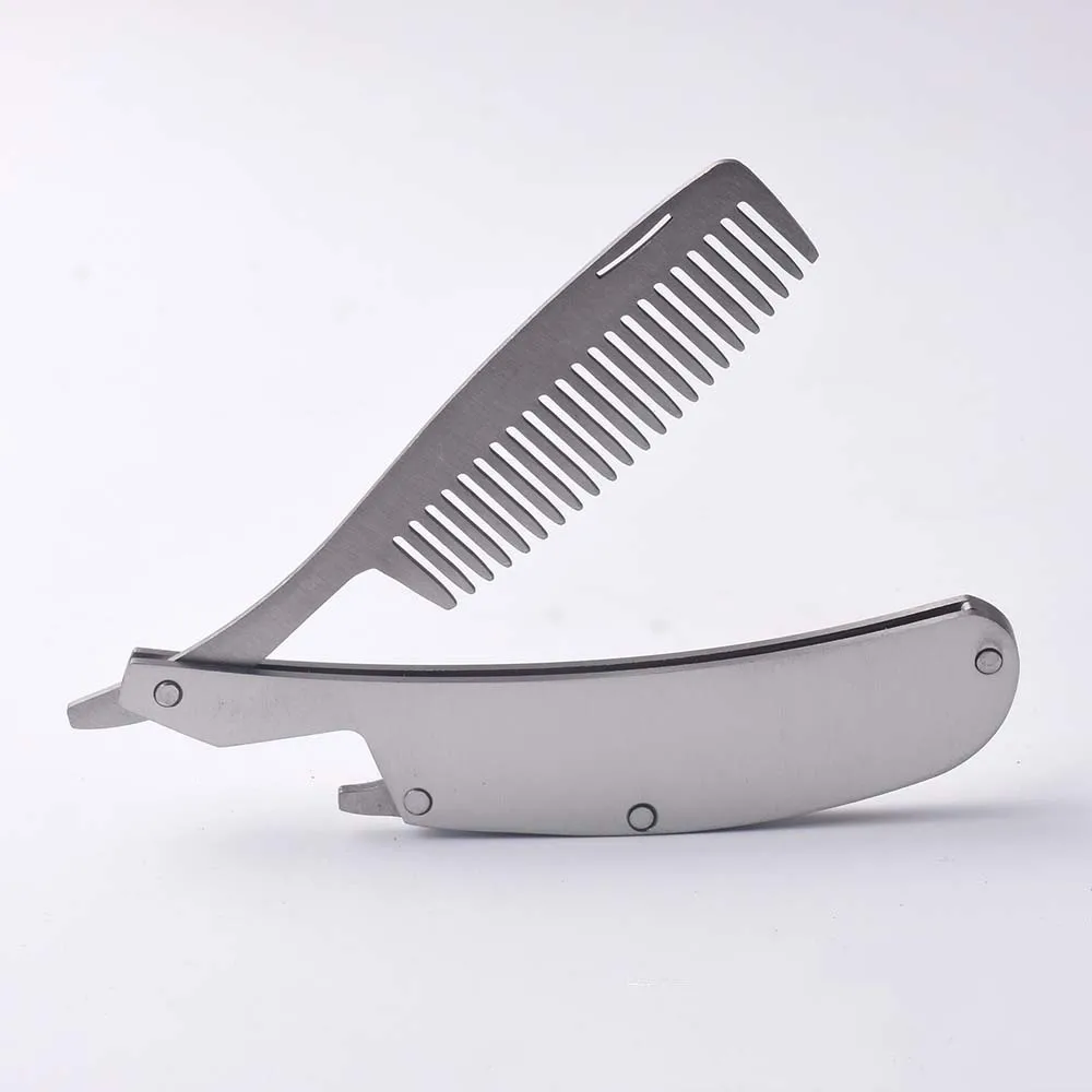 1PC Hair Comb New Men Dedicated Stainless Steel Folding Comb Set Mini Pocket Comb Beard Care Tool Convenient And Use Hair Brush