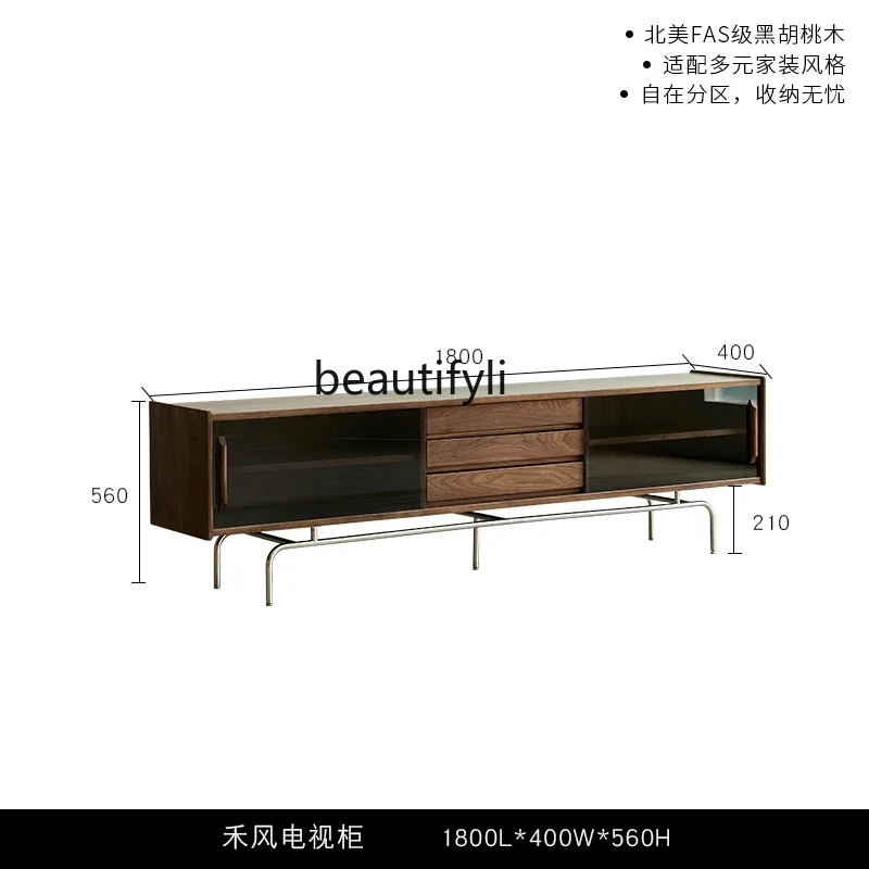 خزانة تلفزيون من خشب الجوز الأسود، خزانة تخزين من الخشب الصلب الفرنسي القديم، خزانة عتيقة متوسطة لغرفة المعيشة، شقة صغيرة #5