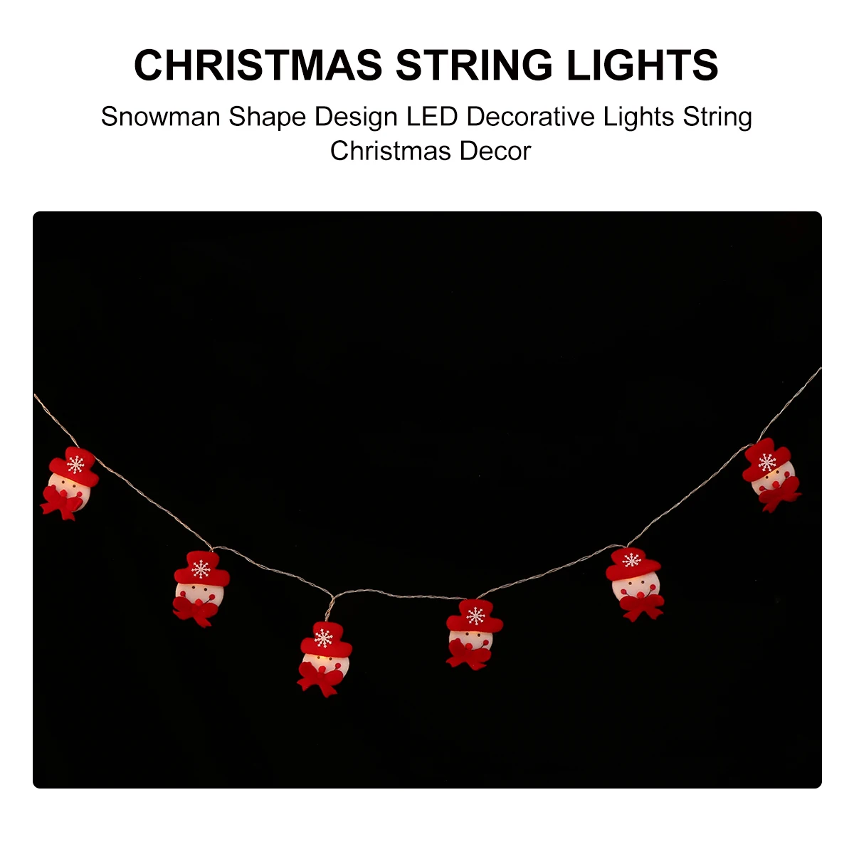 

1 pc Snowman Shape Led Decorative String Lights Christmas Bedroom Party Outdoor Decoration Reusable Durable Environmentally