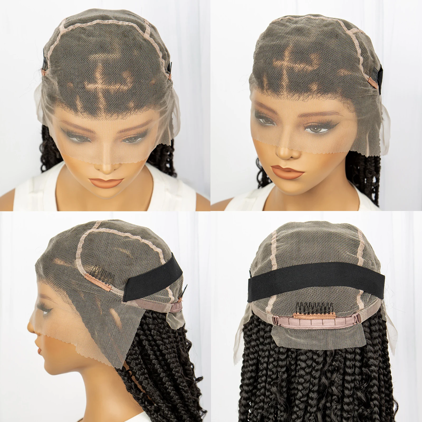 Kima 36 Inch Synthetische Cornrow Box Full Lace Pruiken Knooploze Goddes Boho Vlechten Pruiken Voor Zwarte Vrouwen