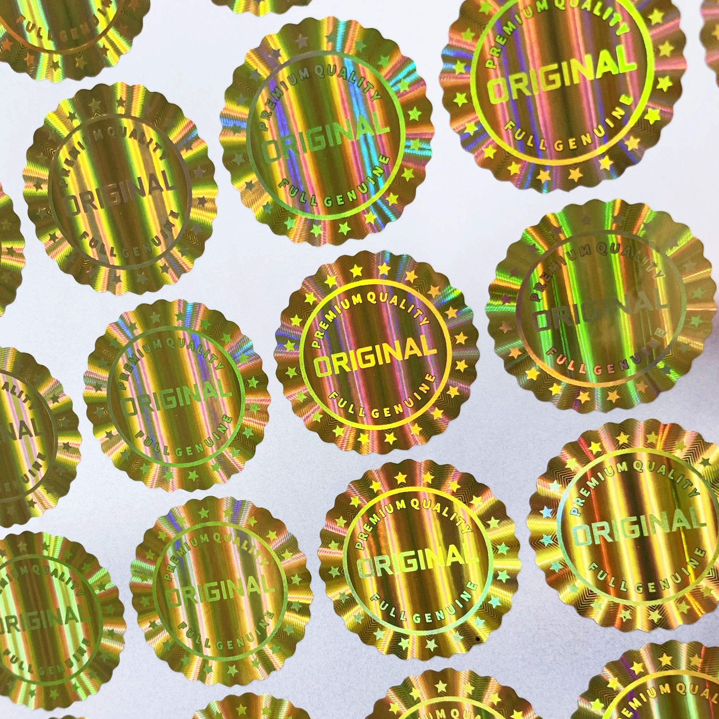 1000pcs Golden Hologram Laser Label Stickers, Flower Pattern Disposable Warranty Tamper Proof Security Original Labels Sticker - view 5