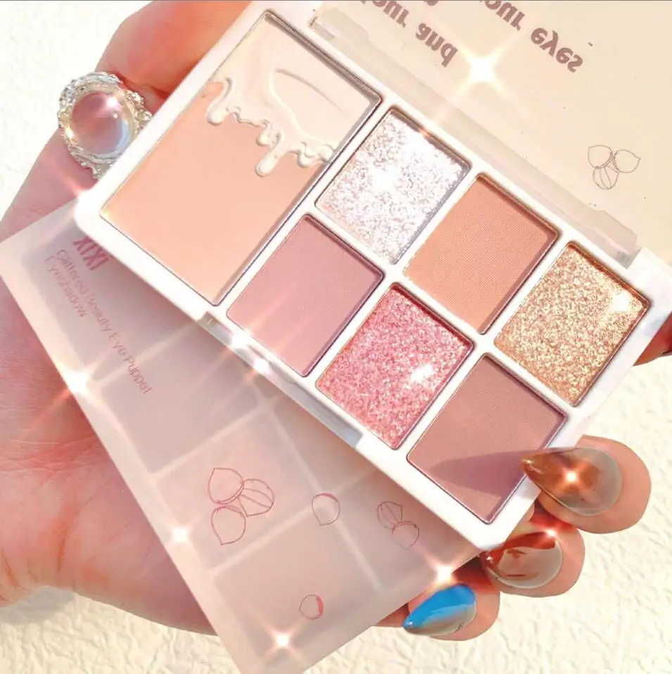 Glitter 7 Colors Eyeshadow Palette Matte Shimmer Soft Touch Waterproof Pigmented Brighten Eyes Makeup Cosmetics T2124