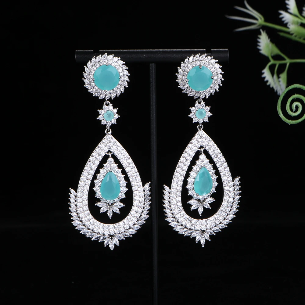 

Luxury New Double Ring Waterdrop Dangle Earrings For Women Fashion Round Geometry Party Earring Wedding Jewelry E1119