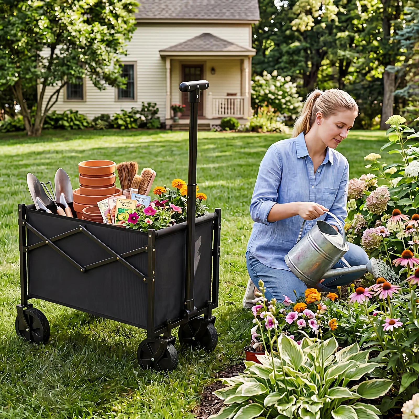 

220lbs Portable Mini Garden Hand Truck - Folding Cart with All-terrain Wheels