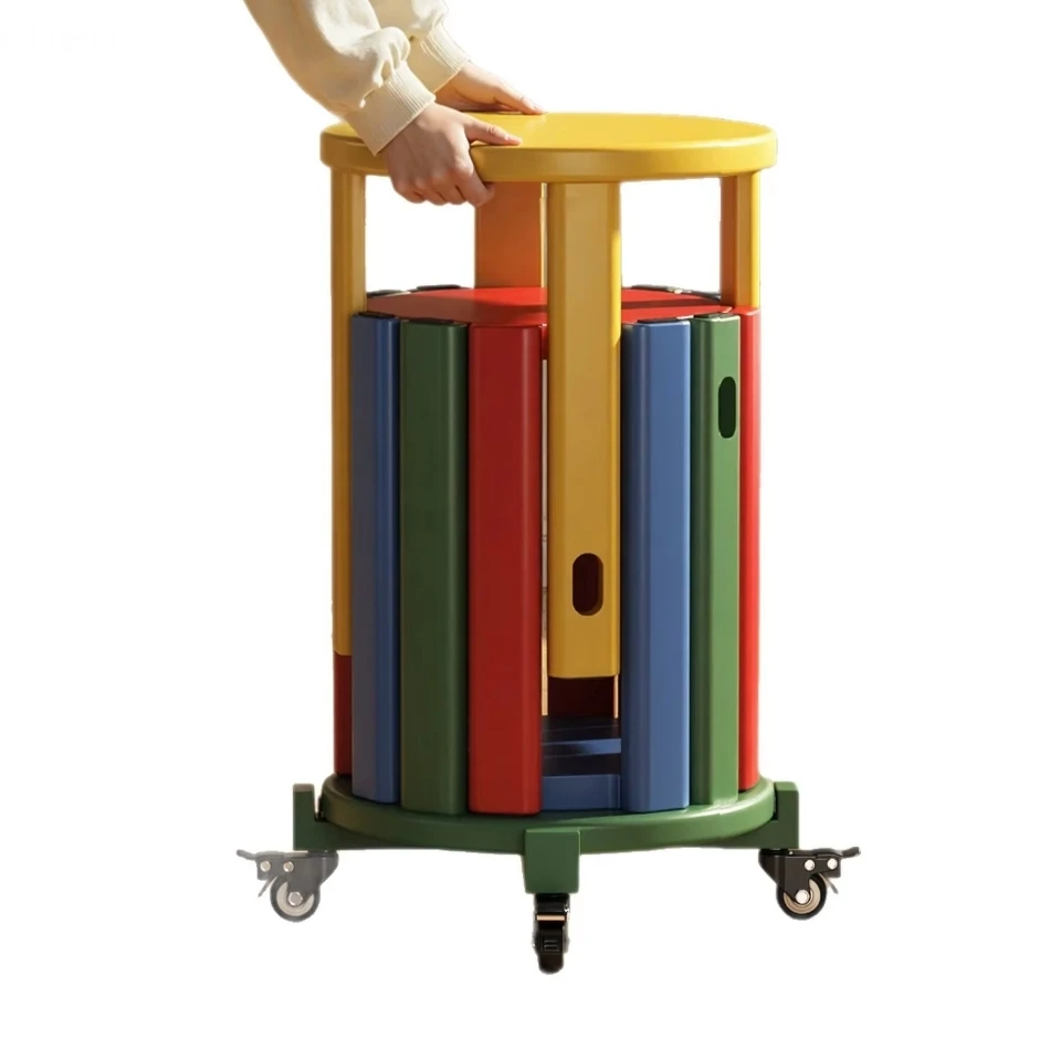 Colorful Solid Wood Dining Stool Premium Nesting Seat Home Multi-Functional Round Shoe Stool Space Saving Stackable Furniture