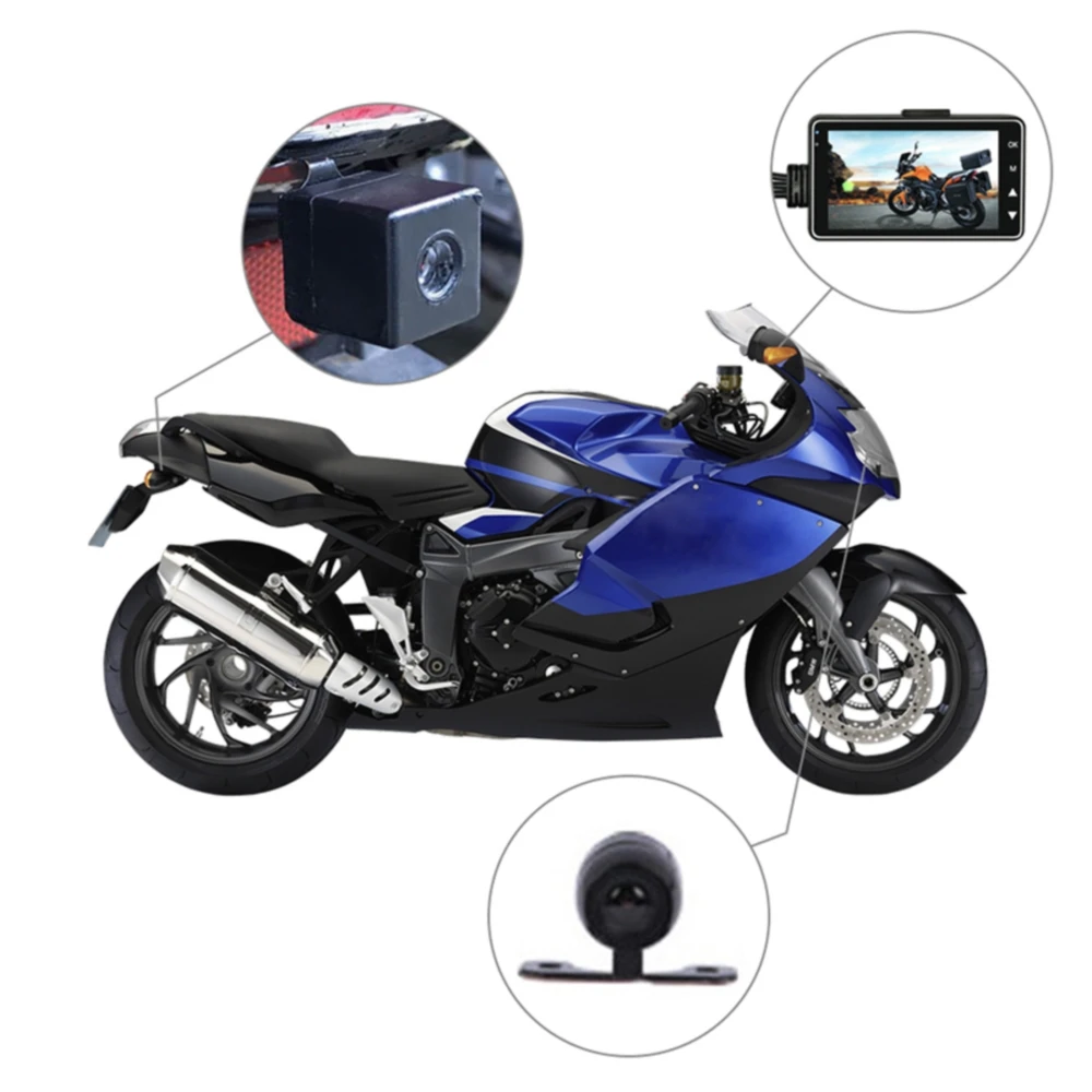 

3 Inch 720P HD Dual Camera Waterproof Car DVR Motorcycle Camera Dash Cam Video Recorder