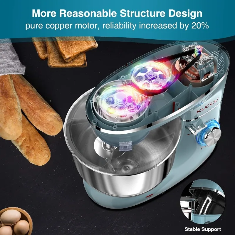 6-Speed Tilt-Head Food Dough Mixer, Kitchen Electric Mixer with Stainless Steel Bowl,Dough Hook,Whisk,