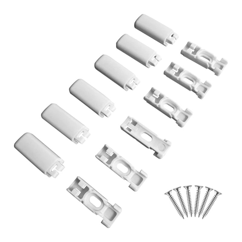 SZWA 6Pcs White Blind Base with Screws Roller Shade Bottom Stand for Enhances Window Aesthetic at Home or Office