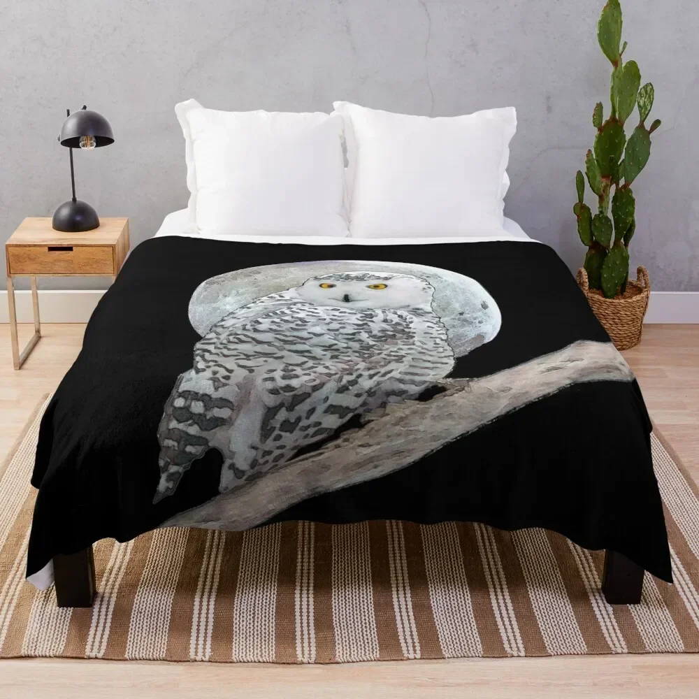

Snowy Owl and Moon Throw Blanket